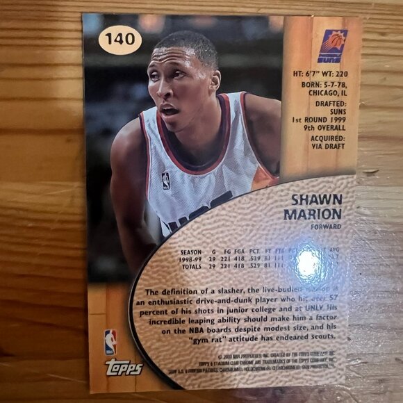 1999-00 Topps Stadium Club Chrome Rookie # 140 Shawn Marion - Picture 2 of 2
